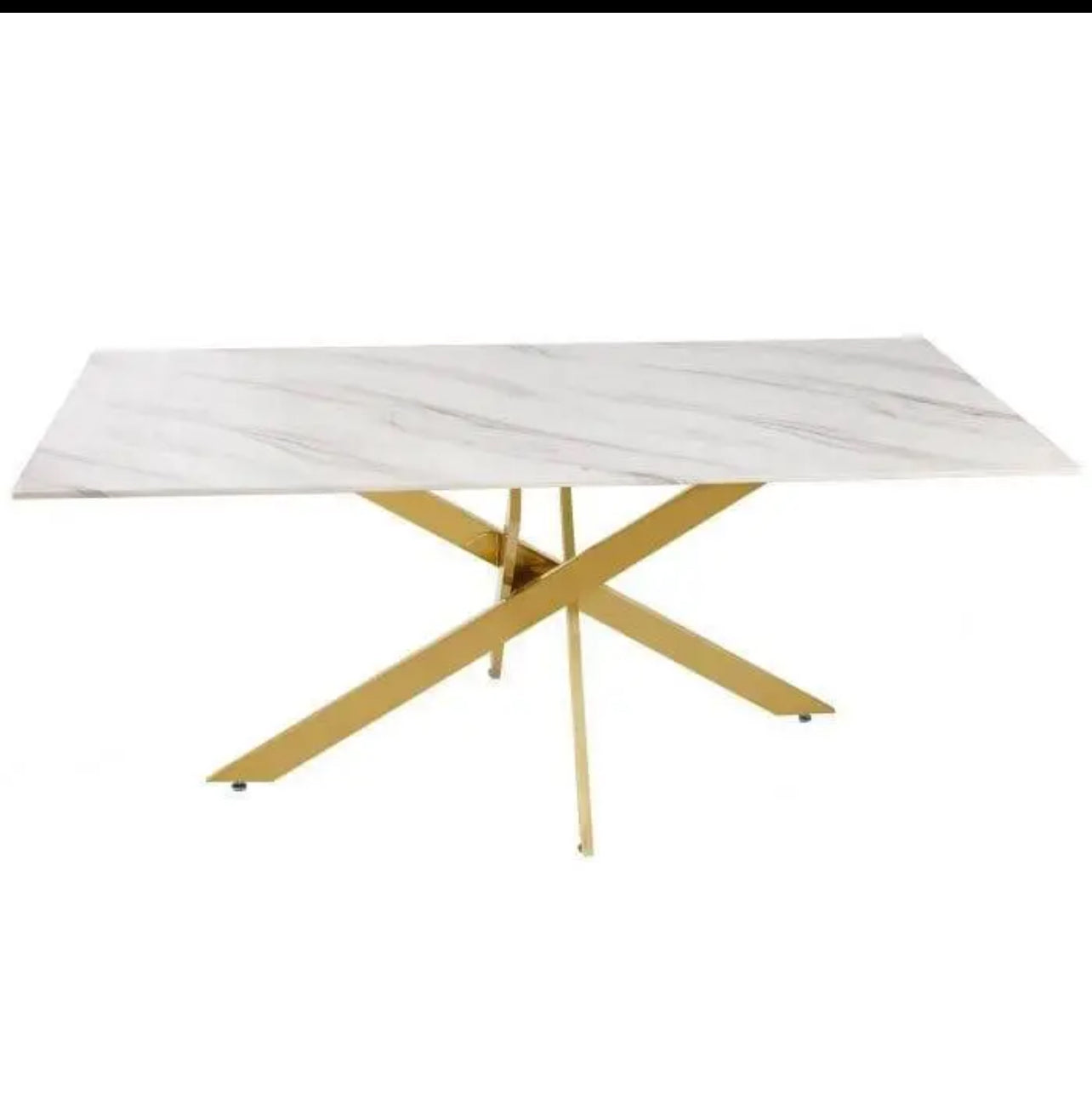 TABLE REPAS JESSICA RECTANGLE GOLD MARBRE 150x90cm