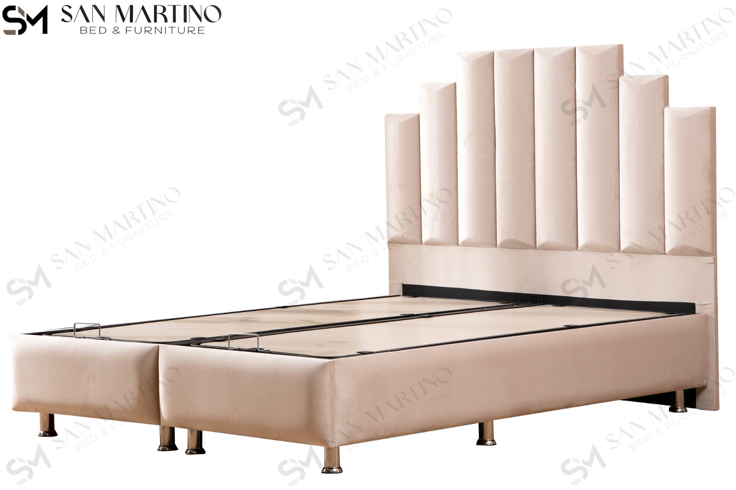 Lit Coffre NATURA Velours Beige