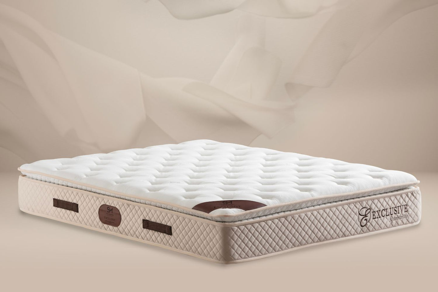 Matelas San Martino Exclusif Ressorts Beige 32cm d'Epaisseur Avec Surmatelas Intégré