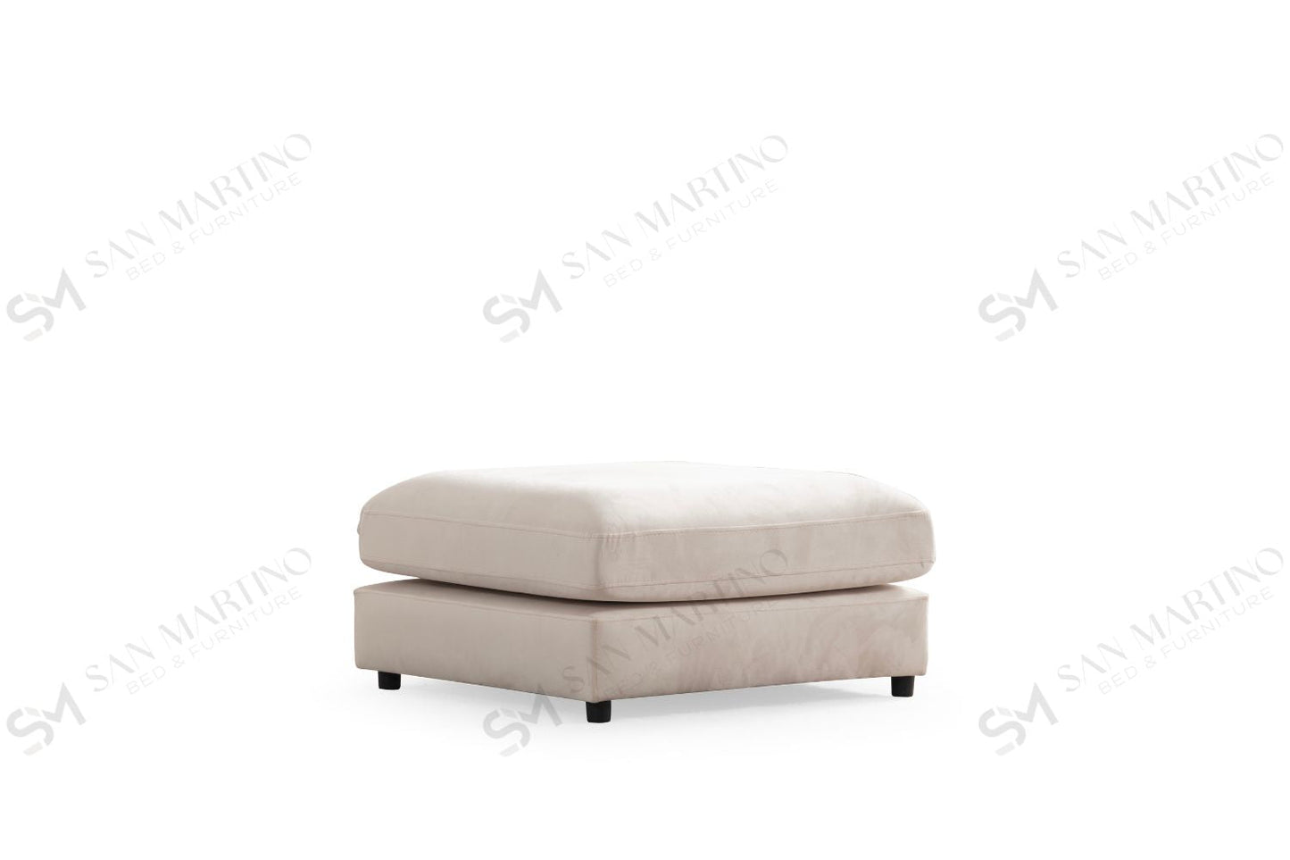 Canapé Julia Modulable Velours Blanc 3+1 Pouf