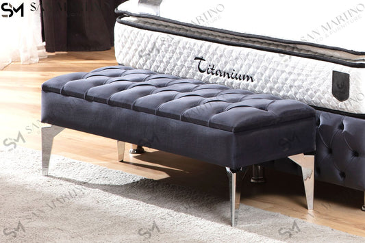 Banquette Coffre Capitonné Gris Anthracite