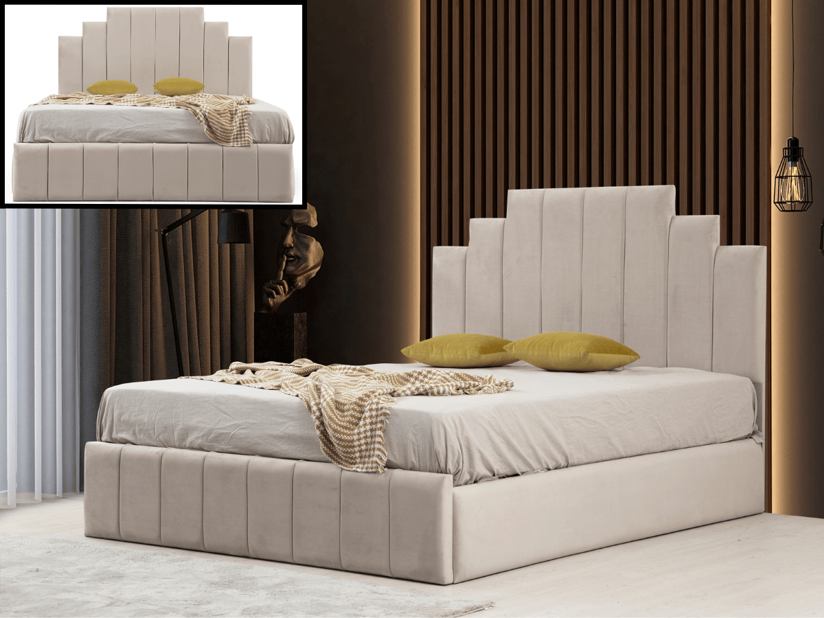 Cadre De Lit NATURA Velours Beige